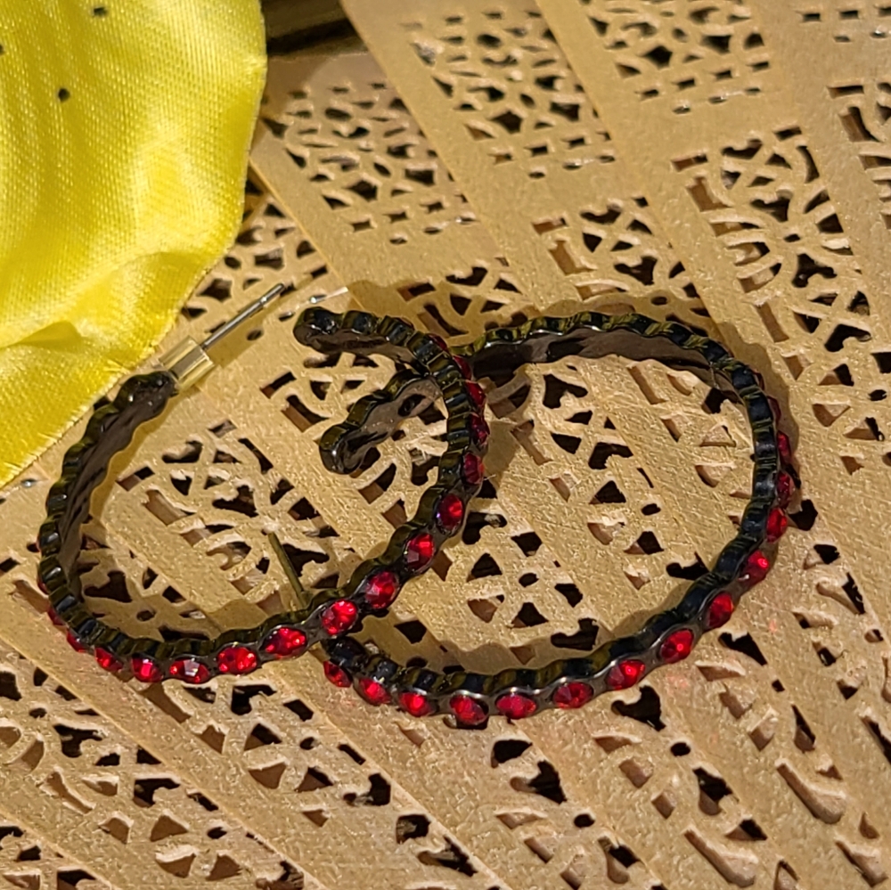 Ladies earrings for sale red blk - Picture 5 of 8